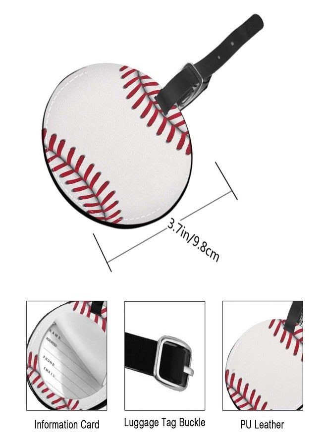 TKS MITLAN 1 Pack Baseball PU Leather Travel Cruise Luggage Tag Sport Softball Hobby Baggage Bag Backpack Instrument with Privacy Flap Name ID Label for Women Men Girls Suitcase(Round) - Image 2